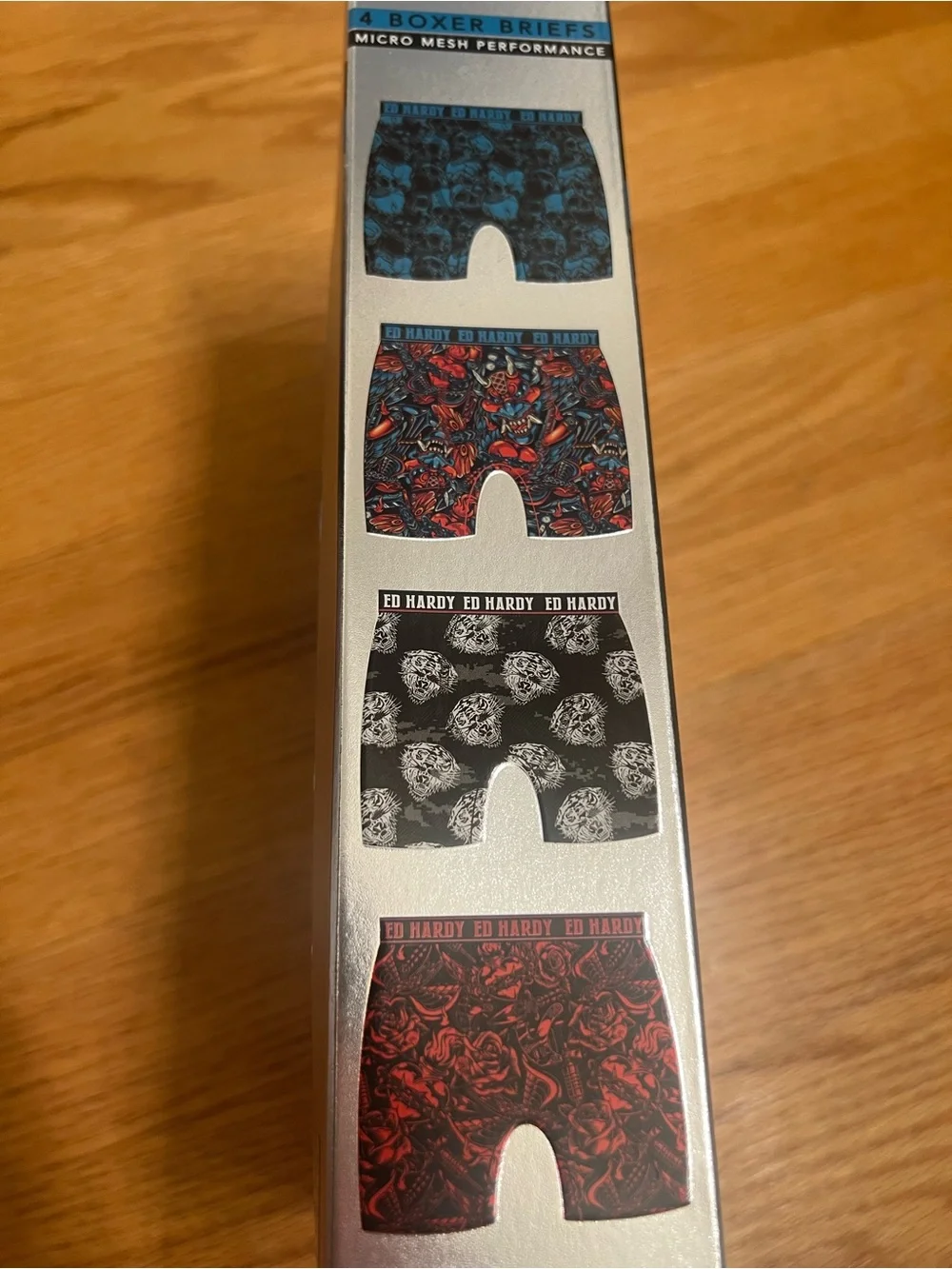 Ed Hardy Men's Micro Mesh 4 pack Performance Boxer Briefs -